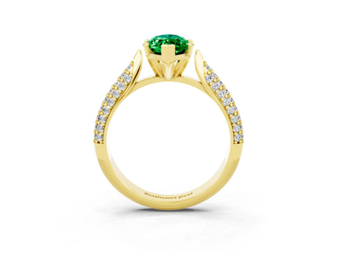 Yellow gold Marquise Cut Diamond Solitaire Engagement Ring with Pavé Band and Four-Prong Setting_3
