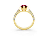 Yellow gold Marquise Cut Diamond Solitaire Engagement Ring with Pavé Band and Four-Prong Setting_3