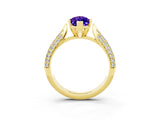 Yellow gold Marquise Cut Diamond Solitaire Engagement Ring with Pavé Band and Four-Prong Setting_3
