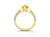 Yellow gold Marquise Cut Diamond Solitaire Engagement Ring with Pavé Band and Four-Prong Setting_3