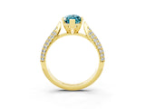Yellow gold Marquise Cut Diamond Solitaire Engagement Ring with Pavé Band and Four-Prong Setting_3