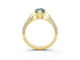 Yellow gold Marquise Cut Diamond Solitaire Engagement Ring with Pavé Band and Four-Prong Setting_3