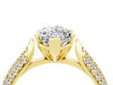 Yellow gold Marquise Cut Diamond Solitaire Engagement Ring with Pavé Band and Four-Prong Setting_4