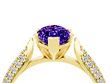 Yellow gold Marquise Cut Diamond Solitaire Engagement Ring with Pavé Band and Four-Prong Setting_4