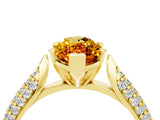 Yellow gold Marquise Cut Diamond Solitaire Engagement Ring with Pavé Band and Four-Prong Setting_4