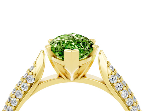 Yellow gold Marquise Cut Diamond Solitaire Engagement Ring with Pavé Band and Four-Prong Setting_4