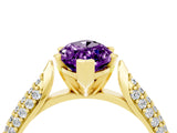 Yellow gold Marquise Cut Diamond Solitaire Engagement Ring with Pavé Band and Four-Prong Setting_4