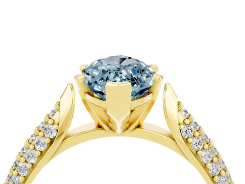 Yellow gold Marquise Cut Diamond Solitaire Engagement Ring with Pavé Band and Four-Prong Setting_4