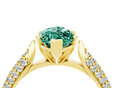 Yellow gold Marquise Cut Diamond Solitaire Engagement Ring with Pavé Band and Four-Prong Setting_4