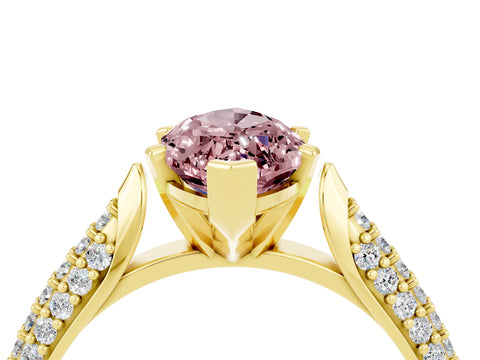 Yellow gold Marquise Cut Diamond Solitaire Engagement Ring with Pavé Band and Four-Prong Setting_4