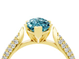 Yellow gold Marquise Cut Diamond Solitaire Engagement Ring with Pavé Band and Four-Prong Setting_4