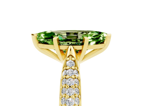 Yellow gold Marquise Cut Diamond Solitaire Engagement Ring with Pavé Band and Four-Prong Setting_5