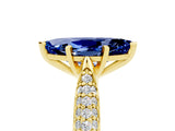 Yellow gold Marquise Cut Diamond Solitaire Engagement Ring with Pavé Band and Four-Prong Setting_5