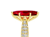 Yellow gold Marquise Cut Diamond Solitaire Engagement Ring with Pavé Band and Four-Prong Setting_5