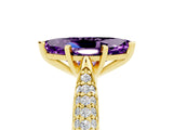 Yellow gold Marquise Cut Diamond Solitaire Engagement Ring with Pavé Band and Four-Prong Setting_5