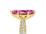 Yellow gold Marquise Cut Diamond Solitaire Engagement Ring with Pavé Band and Four-Prong Setting_5