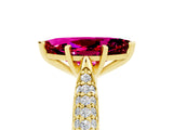 Yellow gold Marquise Cut Diamond Solitaire Engagement Ring with Pavé Band and Four-Prong Setting_5