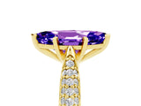 Yellow gold Marquise Cut Diamond Solitaire Engagement Ring with Pavé Band and Four-Prong Setting_5