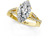 Yellow gold Marquise Cut Diamond Solitaire Engagement Ring with Twisted Pavé Band and Four-Prong Setting_52