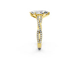 Yellow gold Marquise Cut Diamond Solitaire Engagement Ring with Twisted Pavé Band and Four-Prong Setting_53