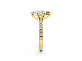 Yellow gold Marquise Cut Diamond Solitaire Pavé Engagement Ring with Round Band and Prong Setting_16