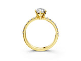 Yellow gold Marquise Cut Diamond Solitaire Pavé Engagement Ring with Round Band and Prong Setting_17