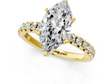 Yellow gold Marquise Cut Diamond Solitaire Pavé Engagement Ring with Round Band and Prong Setting_87