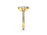 Yellow gold Marquise Cut Diamond Solitaire Pavé Engagement Ring with Round Band and Prong Setting_88