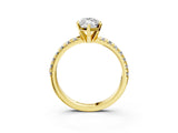 Yellow gold Marquise Cut Diamond Solitaire Pavé Engagement Ring with Round Band and Prong Setting_89