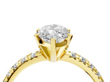 Yellow gold Marquise Cut Diamond Solitaire Pavé Engagement Ring with Round Band and Prong Setting_90