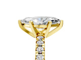 Yellow gold Marquise Cut Diamond Solitaire Pavé Engagement Ring with Round Band and Prong Setting_91