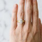 Yellow gold Marquise Cut Diamond Solitaire Ring with Engraved Band and Four-Prong Setting_78