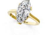Yellow gold Marquise Cut Diamond Solitaire Ring with Flower Prong Setting and Classic Band_228