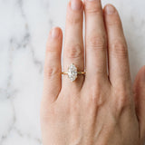 Yellow gold Marquise Cut Diamond Solitaire Ring with Flower Prong Setting and Classic Band_239