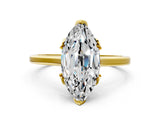 Yellow gold Marquise Cut Diamond Solitaire Ring with Flower Prong Setting and Classic Band_48