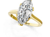 Yellow gold Marquise Cut Diamond Solitaire Ring with Flower Prong Setting and Classic Band_49