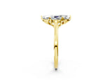 Yellow gold Marquise Cut Diamond Solitaire Ring with Flower Prong Setting and Classic Band_50