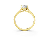 Yellow gold Marquise Cut Diamond Solitaire Ring with Flower Prong Setting and Classic Band_51