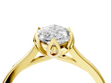 Yellow gold Marquise Cut Diamond Solitaire Ring with Flower Prong Setting and Classic Band_52