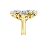 Yellow gold Marquise Cut Diamond Solitaire Ring with Flower Prong Setting and Classic Band_53