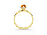 Yellow gold Marquise Cut Diamond Solitaire Ring with Four-Prong Setting and Pavé Band_14