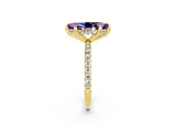 Yellow gold Marquise Cut Diamond Solitaire Ring with Four-Prong Setting and Pavé Band_14