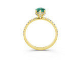 Yellow gold Marquise Cut Diamond Solitaire Ring with Four-Prong Setting and Pavé Band_15
