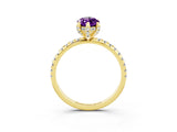 Yellow gold Marquise Cut Diamond Solitaire Ring with Four-Prong Setting and Pavé Band_15