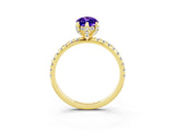 Yellow gold Marquise Cut Diamond Solitaire Ring with Four-Prong Setting and Pavé Band_15