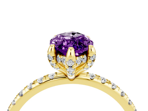 Yellow gold Marquise Cut Diamond Solitaire Ring with Four-Prong Setting and Pavé Band_16