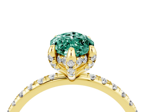 Yellow gold Marquise Cut Diamond Solitaire Ring with Four-Prong Setting and Pavé Band_16