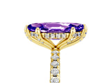 Yellow gold Marquise Cut Diamond Solitaire Ring with Four-Prong Setting and Pavé Band_17