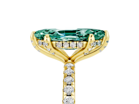 Yellow gold Marquise Cut Diamond Solitaire Ring with Four-Prong Setting and Pavé Band_17