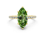 Yellow gold Marquise Cut Diamond Solitaire Ring with Four-Prong Setting and Pavé Band_19